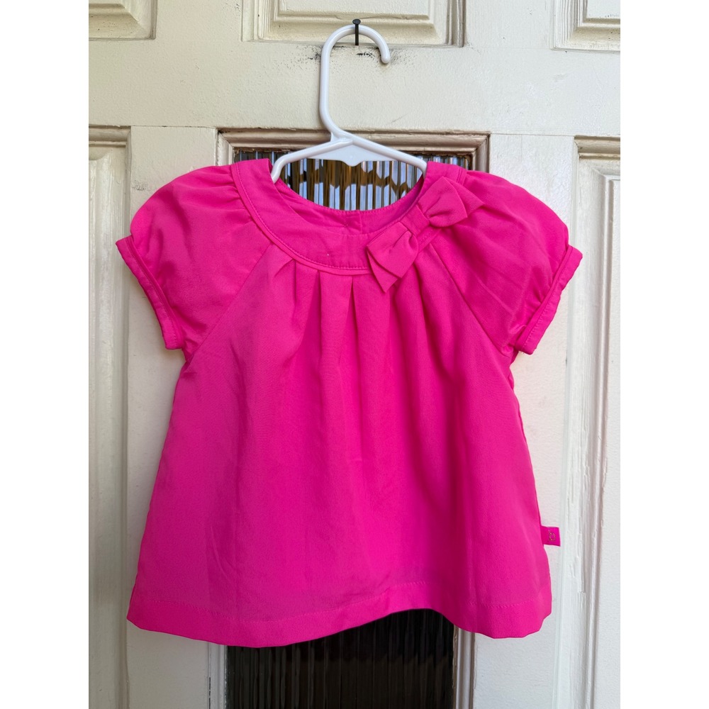 Baker‎ by Ted Baker Kids Pink Pleated Bow Blouse Button Back Size 12-18 Months